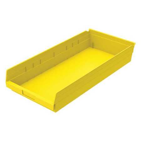 Akro-Mils 20 lb Shelf Storage Bin, Plastic, 11 1/8 in W, 4 in H, 23 5/8 in L, Yellow 30174YELLO