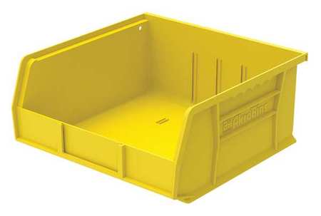 Akro-Mils 50 lb Hang & Stack Storage Bin, Plastic, 11 in W, 5 in H, Yellow, 10 7/8 in L 30235YELLO