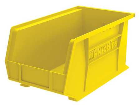Akro-Mils 60 lb Hang & Stack Storage Bin, Plastic, 8 1/4 in W, 7 in H, Yellow, 14 3/4 in L 30240YELLO