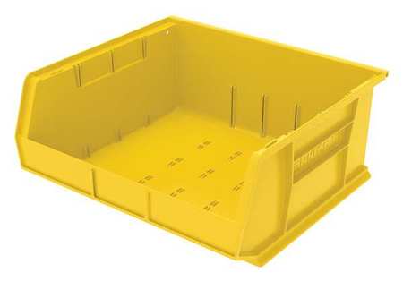 Akro-Mils 75 lb Hang & Stack Storage Bin, Plastic, 16 1/2 in W, 7 in H, Yellow, 14 3/4 in L 30250YELLO