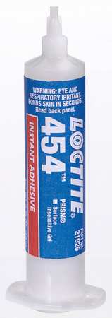 LOCTITE Instant Adhesive, 454 Series, Clear, 0.35 fl oz, Syringe 231346