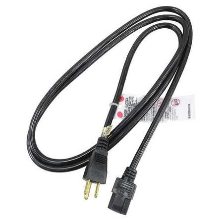 ZORO SELECT Power Cord, 5-15P, SJT, 6 ft., Blk, 13A, 16/3 5XFN5ID