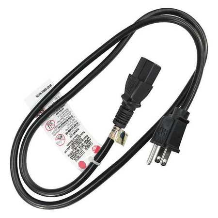 ZORO SELECT Power Cord, 5-15P, SJT, 3 ft., Blk, 13A, 16/3, Standards: cULus 5XFN4ID