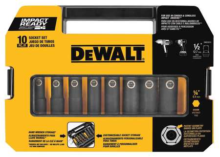 Dewalt 1/2" 10 Pc. Socket Set - IMPACT READY(R) DW22812