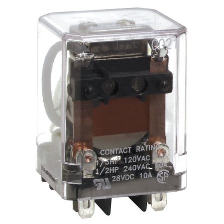 DAYTON General Purpose Relay, 24V AC Coil Volts, Square, 8 Pin, DPDT 5X837