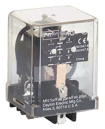 DAYTON General Purpose Relay, 12V DC Coil Volts, Square, 5 Pin, SPDT 5YR07