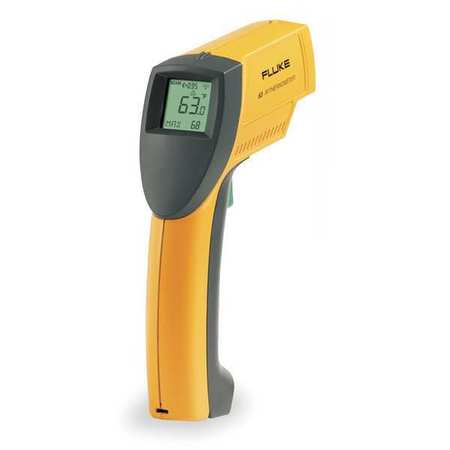 Fluke Infrared Thermometer, Backlit LCD, -25 Degrees  to 999 Degrees F, Single Dot Laser Sighting FLUKE-63