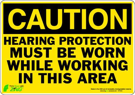 ZING Sign, Hearing Protection Must Be Worn, ADH 1151S