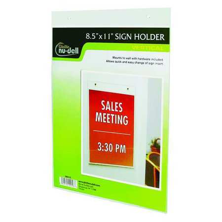 Nudell Sign Holder, Wall, 8-1/2x11, Acrylic, Clear 38011