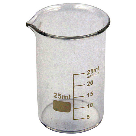 Lab Safety Supply Beaker, Low Form, Glass, 25mL, PK12 5YGY8