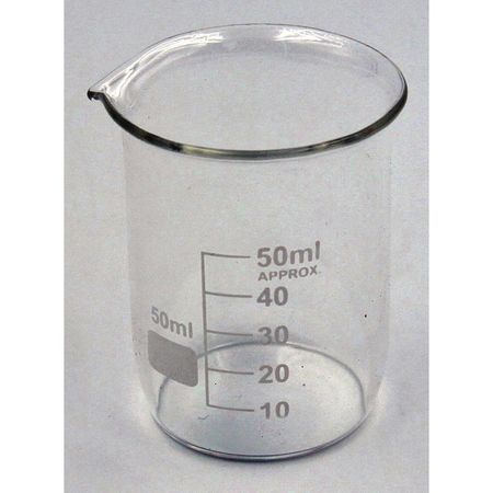 Lab Safety Supply Beaker, Low Form, Glass, 50mL, PK12 5YGY9