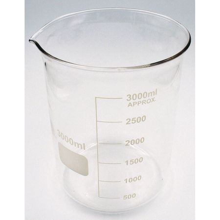 LAB SAFETY SUPPLY Beaker, Low Form, Glass, 3000mL, PK4 5YGZ9