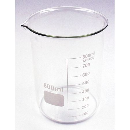 LAB SAFETY SUPPLY Beaker, Low Form, Glass, 800mL, PK6 5YGZ6