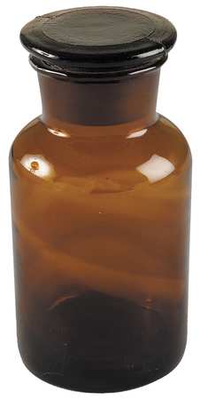Lab Safety Supply Reagent Bottle, Amber, Wide, 30 mL, PK8 5YHH9