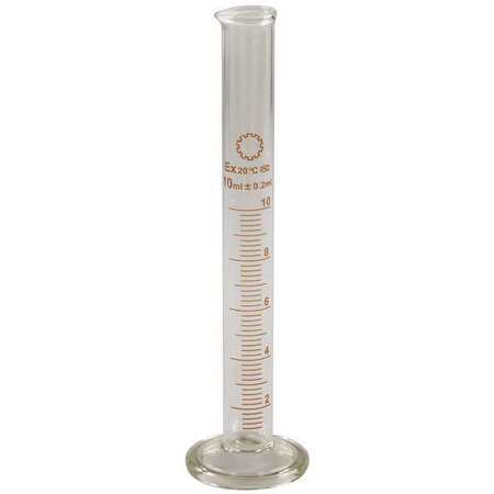 LAB SAFETY SUPPLY Graduated Cylinder, 10mL, Glass, Clear, PK12 5YHX8