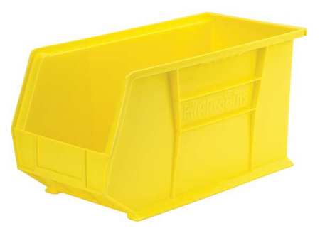 Akro-Mils 60 lb Hang & Stack Storage Bin, Plastic, 8 1/4 in W, 9 in H, Yellow, 18 in L 30265YELLO