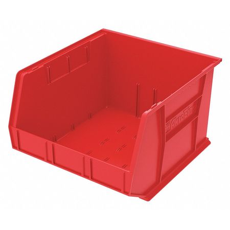 Akro-Mils 75 lb Hang & Stack Storage Bin, Plastic, 16 1/2 in W, 11 in H, Red, 18 in L 30270RED