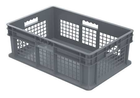 Akro-Mils Straight Wall Container, Gray, Industrial Grade Polymer, 23 3/4 in L, 15 3/4 in W, 8 1/4 in H 37678GREY