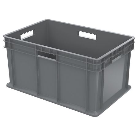 Akro-Mils Straight Wall Container, Gray, Industrial Grade Polymer, 23 3/4 in L, 15 3/4 in W, 12 1/4 in H 37682GREY