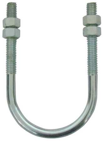 Zoro Select Round U-Bolt, 3/8"-16, 2 in Wd, 4 in Ht, Plain Stainless Steel U17277.037.0150
