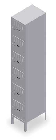 Tennsco Box Locker, 12 in W, 18 in D, 78 in H, (1) Wide, (6) Openings, Gray BK6-121812-1MG