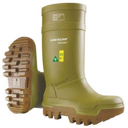 DUNLOP Size 8 Men's Steel Rubber Boot, Green E662843