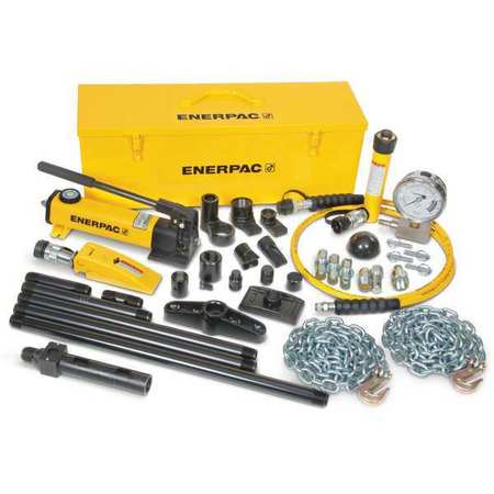 ENERPAC MS24, 2.5 Ton, Hydraulic Cylinder and Hand Pump Set with 33 Cylinder Attachments MS24