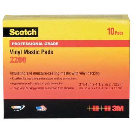 3M Mastic Tape, 125 mil, 3-1/4" x 4-1/2", PK10 2200-3-1/4X4-1/2IN