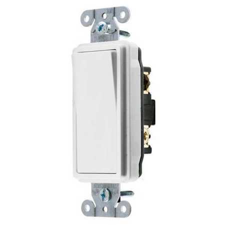 HUBBELL Wall Switch, 3-Way, 120/277V, 15A, Wht, Rockr DS315W