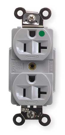 HUBBELL 20A Duplex Receptacle 125VAC 5-20R GY HBL8300GY