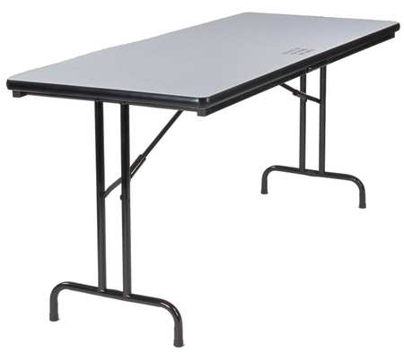 ZORO SELECT Rectangle Folding Table, 30" W, 72" L, 34" H, Poly Vinyl Top, Grey LWT-3072