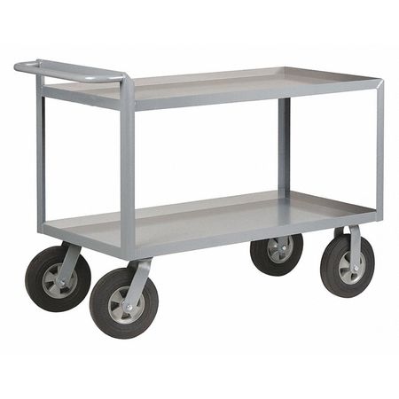 ZORO SELECT Utility Cart with Lipped Metal Shelves, Steel, Flat, 2 Shelves, 1,500 lb 5CHA0