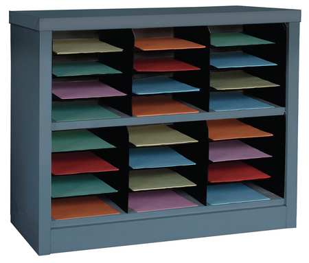 ZORO SELECT Horizontal Literature Organizer 24 Compartments, Gray 5CRY0