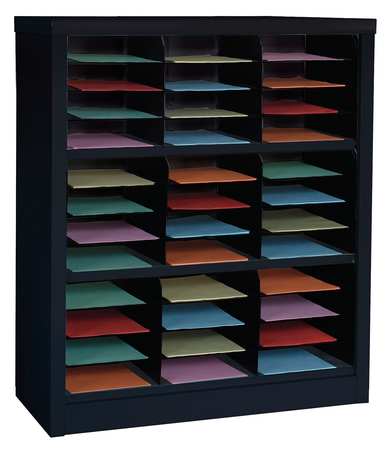 Zoro Select Horizontal Literature Organizer 36 Compartments, Black 5CRY2