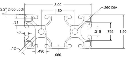 Faztek Framing Extrusion, Smth, L96In, 1.616Lb/Ft 15QE1530L-96