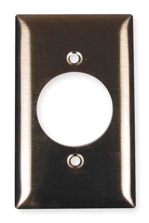 HUBBELL Single Receptacle Wall Plates and Box Cover, Number of Gangs: 1 Stainless Steel, Brushed Finish SS720