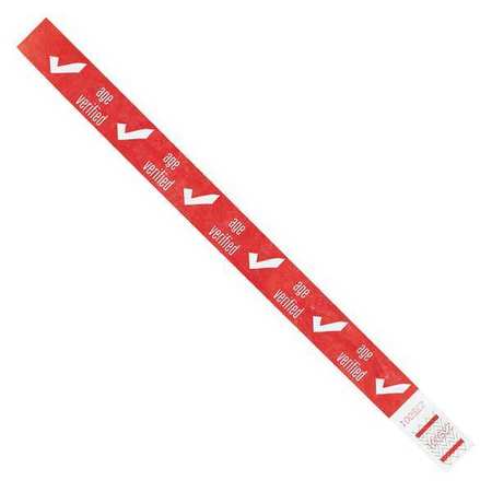 TYVEK Tyvek® Wristbands, 3/4" x 10", "Drinking Age Verified", Red, 500/Case WR102