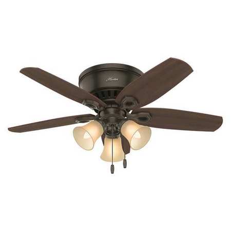 HUNTER Decorative Ceiling Fan, Low Pro, 42" Blade Dia., 1 Phase, 120 51091