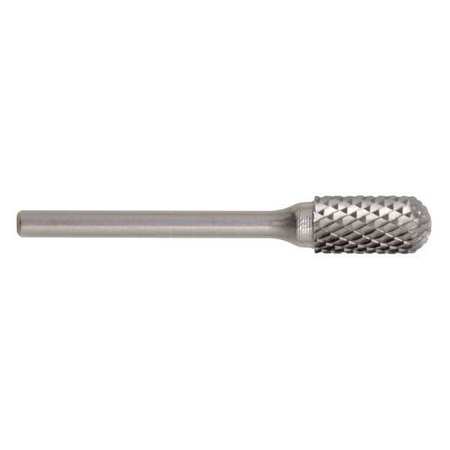 CLE-LINE Carbide Bur, 1847 SC-5 CLE-SC Cylindrical Ball Nose Bur Double Cut 1/2"x1/4" Hardened Steel Shank C17544