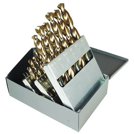 CLE-LINE 25PC 135° Heavy-Duty Parabolic Jobber Drill Set Cle-Line 1872 Black & Gold HSS 1mm-13mmx.5mm C18628