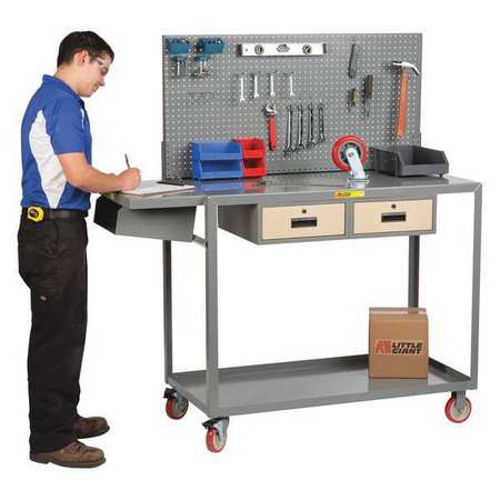 Little Giant Mobile Workstation, Work Height, 24 x 60" QC2460-TL2DRPB
