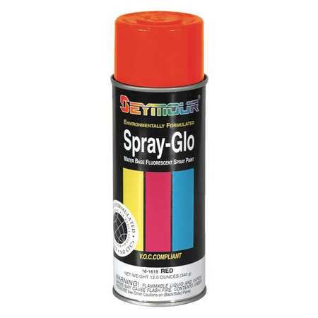 SEYMOUR OF SYCAMORE Spray Paint, Fluorescent Red, Flat, 12 oz 16-1618