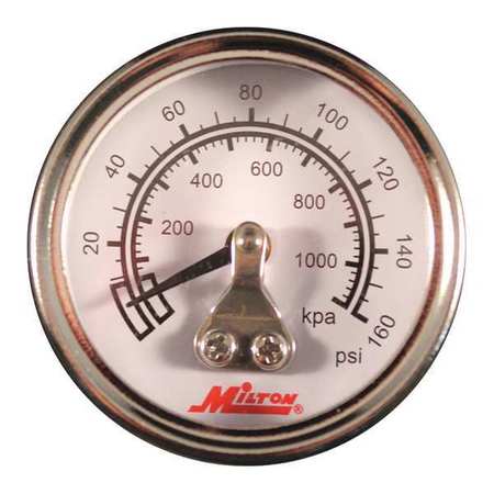 MILTON Mini Hi Pressure Gage, 1/8" NPT, 0-160PSI 1189