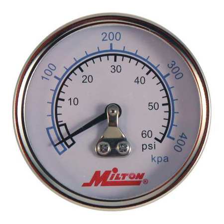 MILTON Mini Pressure Gage, 1/4" NPT, 0-60PSI 1190