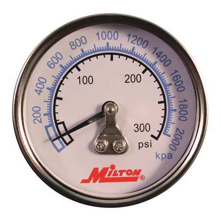Milton High Pressure Gage, 1/4" NPT, 0-300PSI 1192
