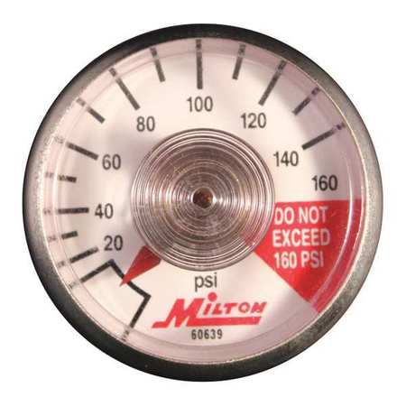 MILTON Pressure Gage, Center, 1/8" NPT, 0-160PSI 638-7