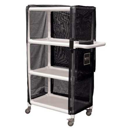 ROYAL BASKET TRUCKS PVC Cart, 24", 3 Shlf, Black Mesh R24-KKX-L3A-3ULN