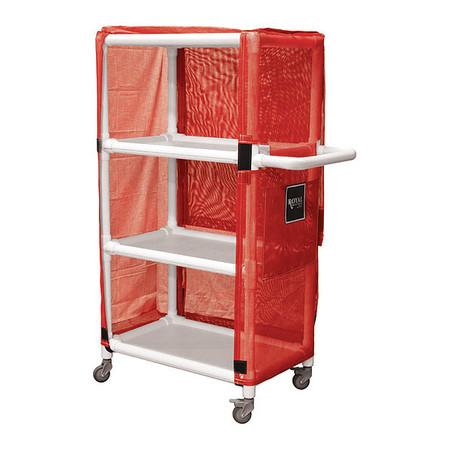 ROYAL BASKET TRUCKS PVC Cart, 32", 3 Shlf, Red Mesh R32-RRX-L3A-3ULN