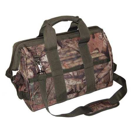 BUCKET BOSS Bag/Tote, Tool Bag, 16 Pocket, Camo, 16" x 8.5" x 10", Camouflage, Double Wall 600 Poly Ripstop Fabric 85016