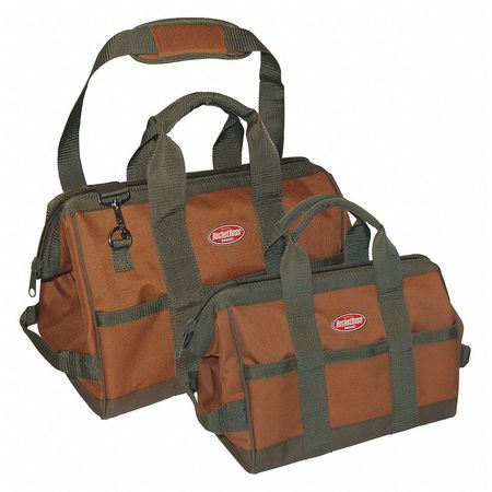 BUCKET BOSS Bag/Tote, Tool Bags, Combo, 12" and 16", Double Wall 600 Poly Ripstop Fabric 60028